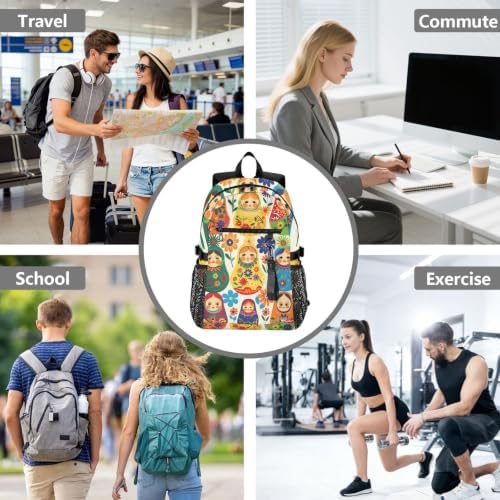 ALAZA Laptop Backpack,Matryoshka Russian Travel Backpack for Men Women, Water Resistant, Spacious with Padded Shoulder Straps — view 7