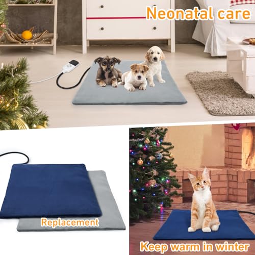 Pakimi Pet Heating Pad for Cat Dog Outdoor, Indoor Warming Heated Cat Dog Bed, Waterproof Pet Heater Warmer Blanket Mat for Puppy & Kitten with Adjustable Temperature and Timer, 18 * 18 Inch - Thumbnail 6