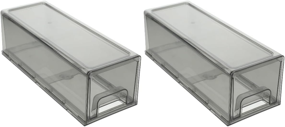 Lurrose 2pcs Fridge Storage Container Pull-out Drawer Stackable Organizer Bin for Fruits and Vegetables Food-grade Refrigerator Storage Box Design for Kitchen and Pantry Use