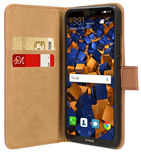 mumbi Book-Style Case Compatible with Huawei P20 Lite Mobile Phone Case Wallet, Brown - Image 2
