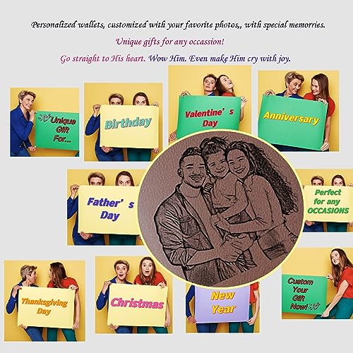 Personalized Engraved Wallet, Custom Photo Leather Wallets for Men, Birthdays Day Gift Ideas, Unique Gift for Husband on Anniversary, Perfect for Boyfriend, Fiancé,Dad,Son,Groomsmen,Father's Day2