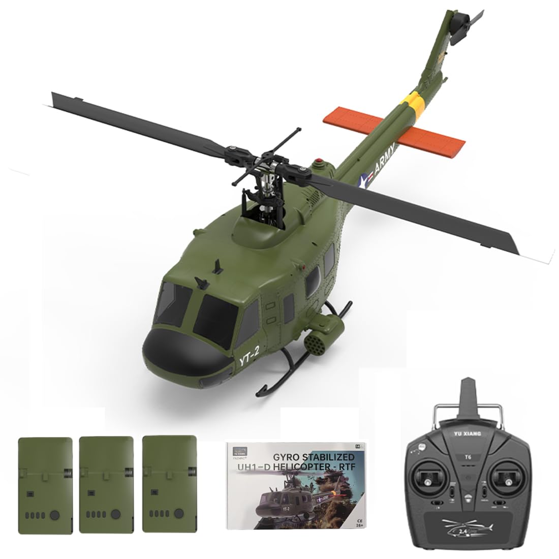 F07 UH-1 Huey 1/34 RC helikopter, 2.4G 6CH bezszczotkowy napęd bezpośredni 6G Flybarless RC model samolotu z optycznym pozycjonowaniem przepływu (wersja RTF / tryb 1/mode2)