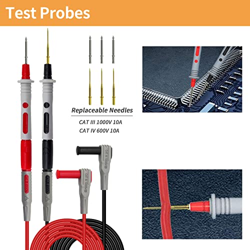 Makeronics 55 In 1 Multimeter Test Probe And Lead Kit For Electronic Specialties Automotive| Heavy Duty Puncture Probe Wire-Piercing Test Clips | Multi-Type Back Probe Set | Alligator Clips | Tool Bag #TOP3