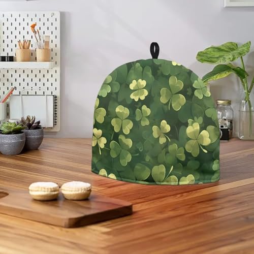 Image of Lucky Shamrock Tea Cozy for Teapot Insulated Spider Tea Cozies Covers Soft & Washable Green Teapot Insulation Cover Small Breakfast Warmer