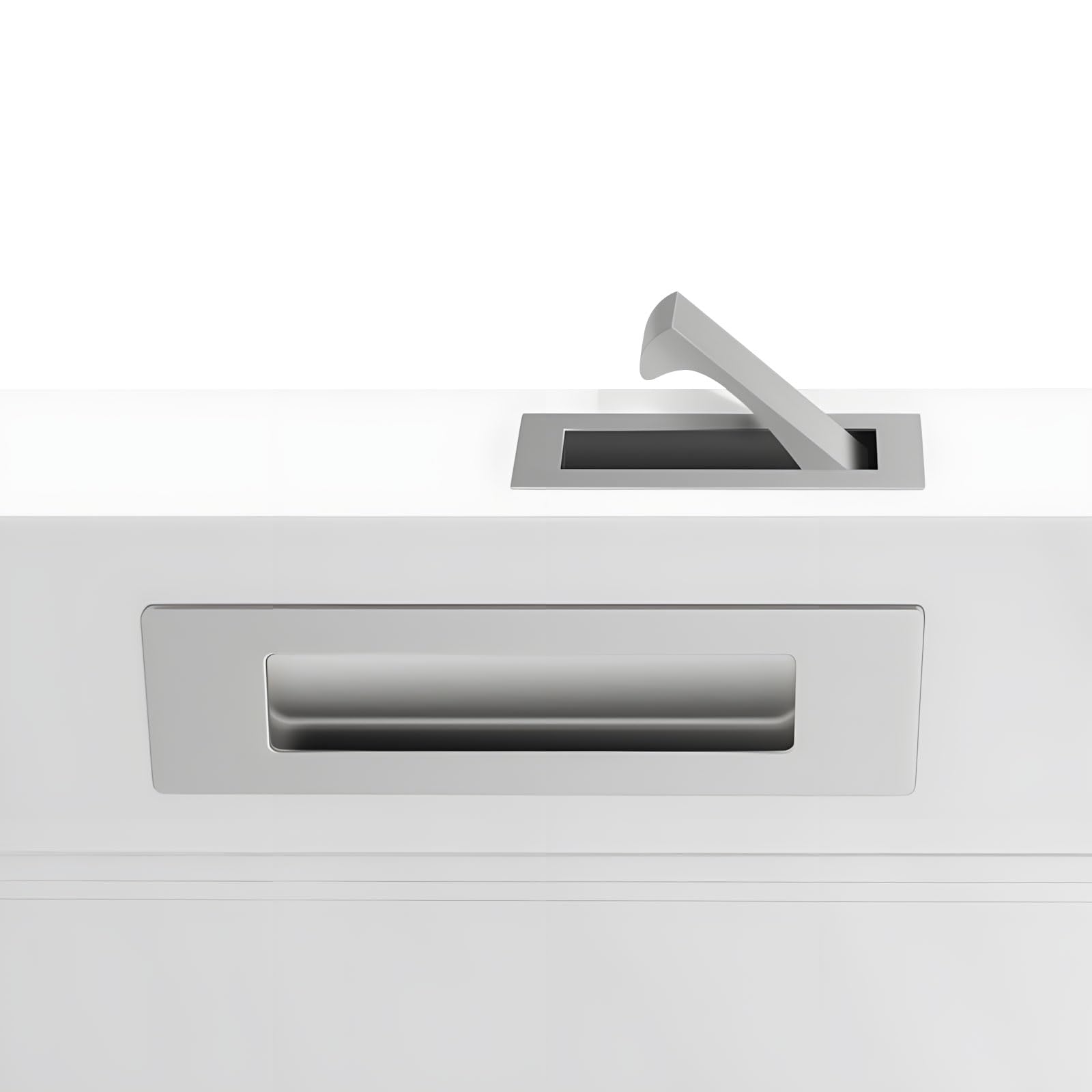 Concealed Door Handle Set Rust Proof Metal for Interior Doors and Business Areas Recessed Door Pull Set