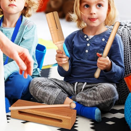 Vaguelly Holzblock Percussion Set Mit Handklapper Und Schlägeln Pädagogische Schlaginstrumente Für Kinder Perfekt Für Musikunterricht Und Familienfeiern Förderung Von Rhythmus Und Koordination