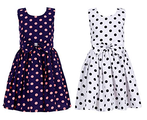 Image of Casual Frock for Baby Girls,Blue Printed and Olive Printed,Pack of 2