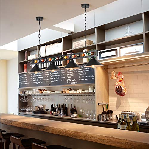 Lianshun 59" Billiard Light, Hanging Pool Table Lamp For 7Ft 8Ft 9Ft Table, Pool Table Lighting With 4 Matte Metal Shades, E26, For Billiards Room, Restaurant, Bar, Coffee Shop #TOP6