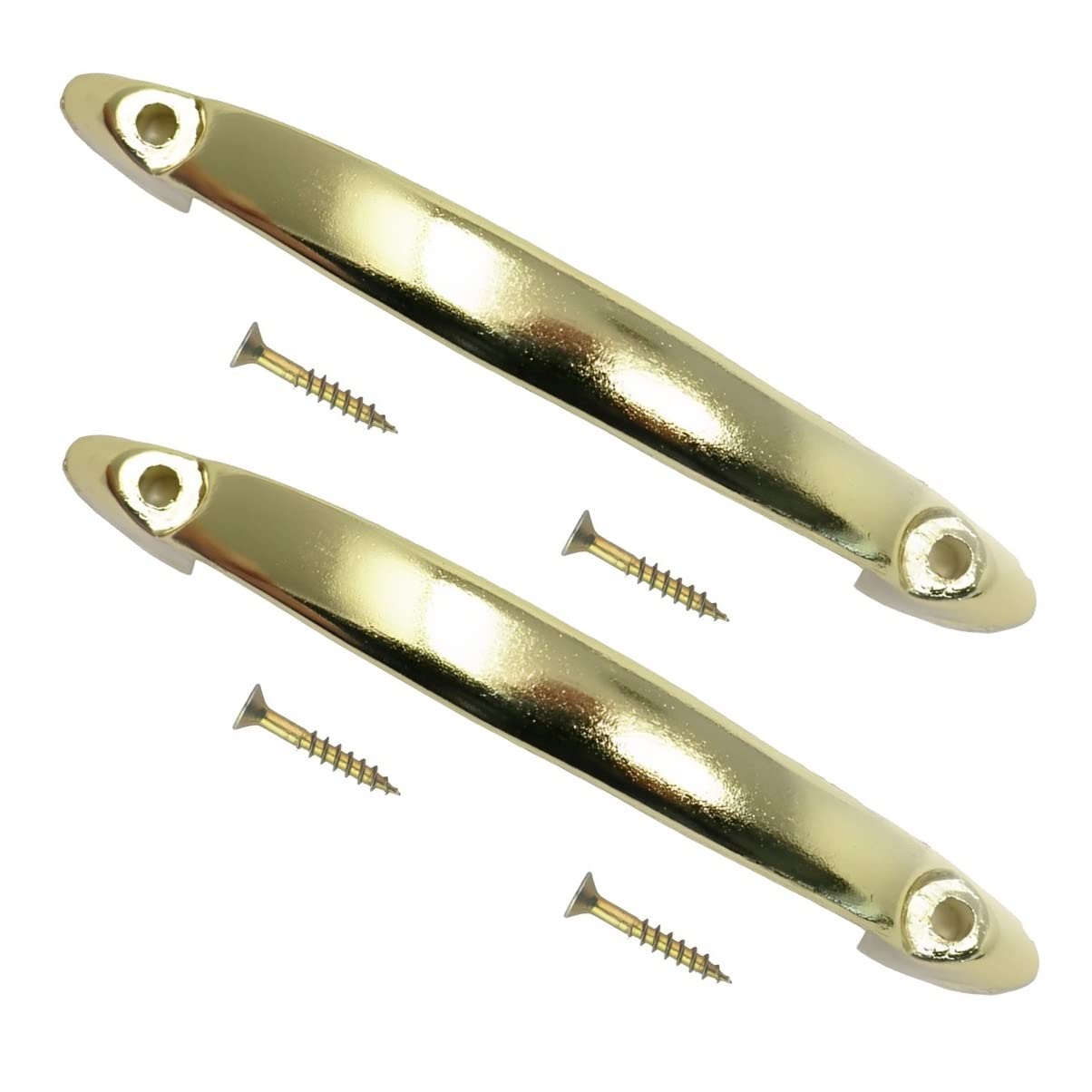 TERF® Traditional Electro Brass D-Shape Front Fix Pull Handle 95mm (3.74 inch) Including Fixing Screw for Kitchen Cupboard Cabinet Drawer Wardrobe Door Pull Handle - Pack of 2