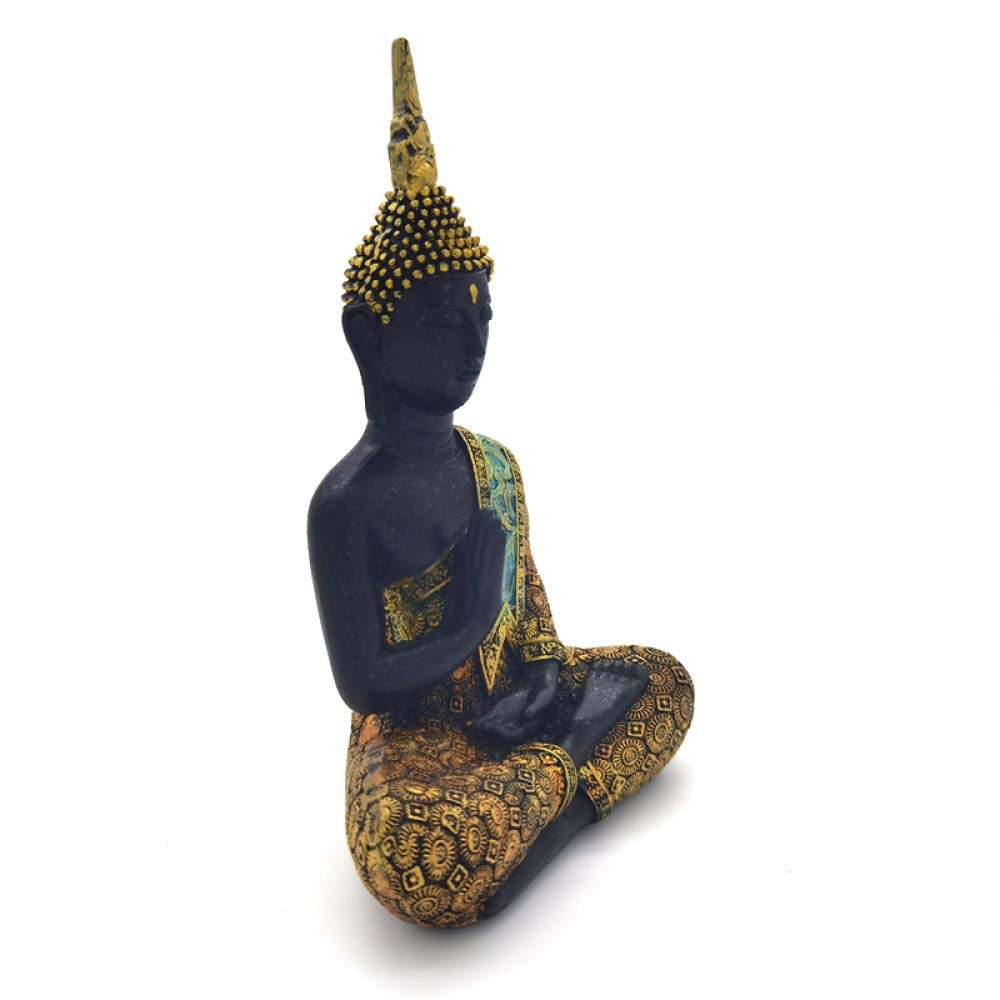 VVW&LIU 2020 Estatua de Buda 16 cm 20 cm Escultura de Buda Resina Verde Hecho a Mano Budismo estatuilla meditación decoración del hogar, 16 CM