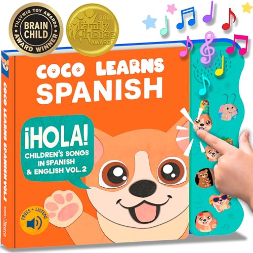 Image of Coco Learns Spanish Vol. 2 | Musical Spanish Books for Kids 1-3, Spanish Toys for Babies & Toddlers 1-3, Baby & Toddler Spanish Books, Bilingual Learning Toys for 1 Year Old, Libros Para Bebes Español