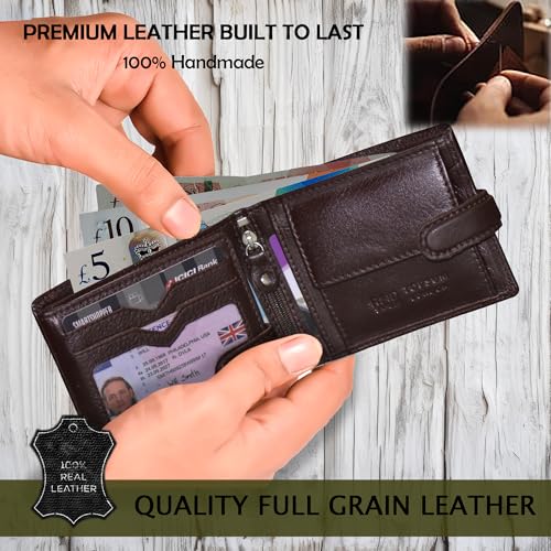 Men's Leather Wallet With RFID Blocking Multi Credit Card, Id & Coin Pocket Purse 4014 (Brown)3