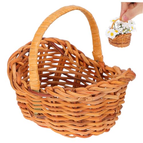 VILLFUL Mini Rattan Korb mit Henkel Atmungsaktiver Geflochtener...