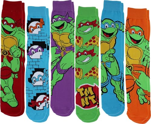 Hyp Teenage Mutant Ninja Turtles Mens Casual Crew Socks 6-Pack Size 8-12