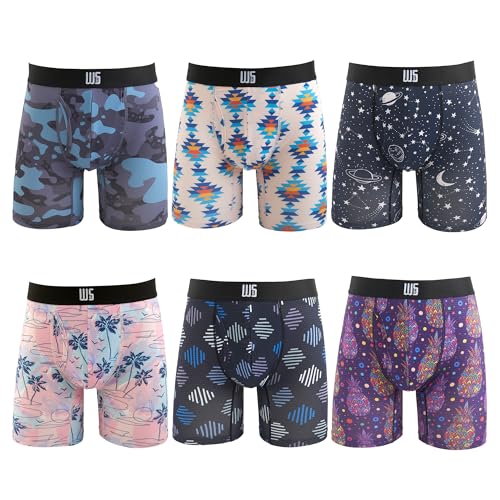Warriors & Scholars Chafe Safe Pouch Mesh Boxer Briefs For Men Pack Of 6, Soft, Breathable, Moisture-Wicking Mens Underwear