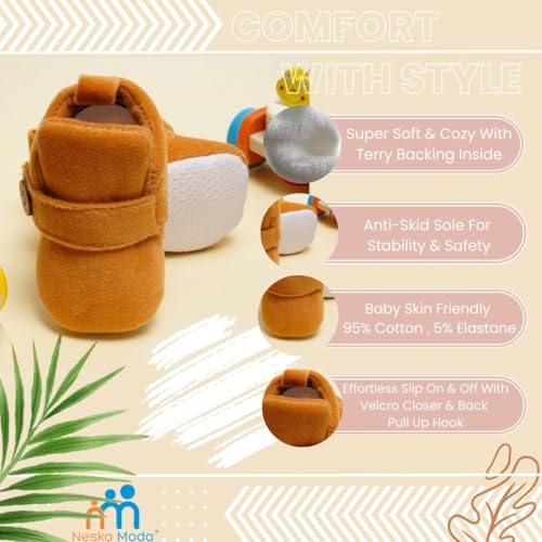 Image of Neska Moda Baby Boys & Baby Girls 6 to 12 Months Velvet Booties