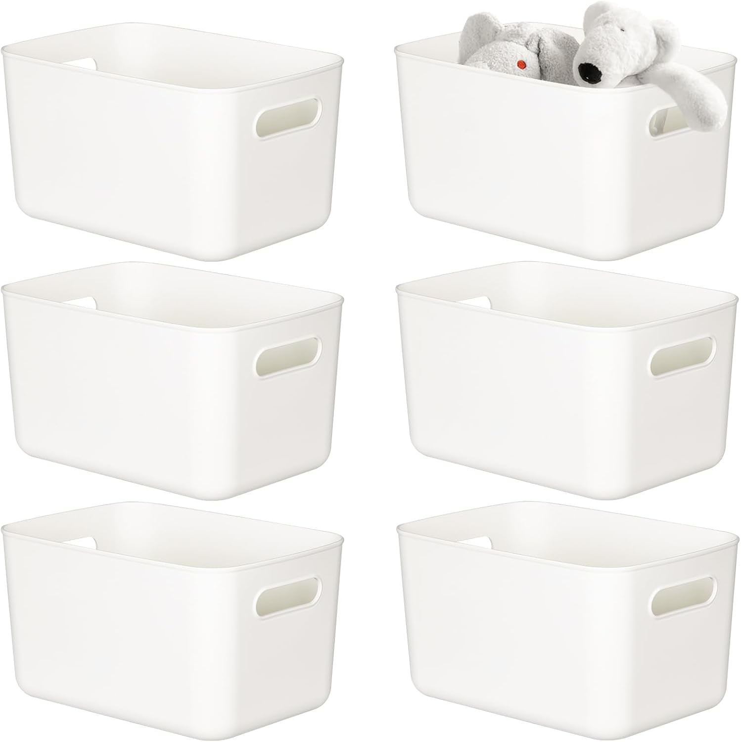 Orchid M® 6PCS Large Plastic Storage Basket Storage Bins, Large Durable Storage Basket Cabinet Organizer BinsBoxes For Shelves Drawers Desktop Playroom Classroom Office(30*20*12CM)