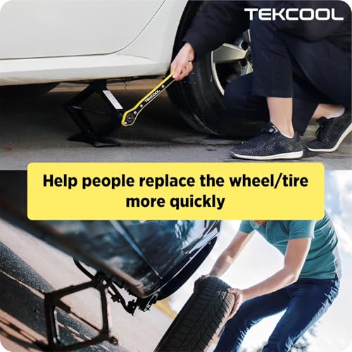 Image of TEKCOOL Auto Labor-Saving Jack Fixed Ratchet Wrench with Long Handle, Jack Ratchet Wrench for Scissor Jack, Lug Wrench for Tire Jack, Car Jack Wrench Positive and Reversal Knob Design, 30 x 3 cm