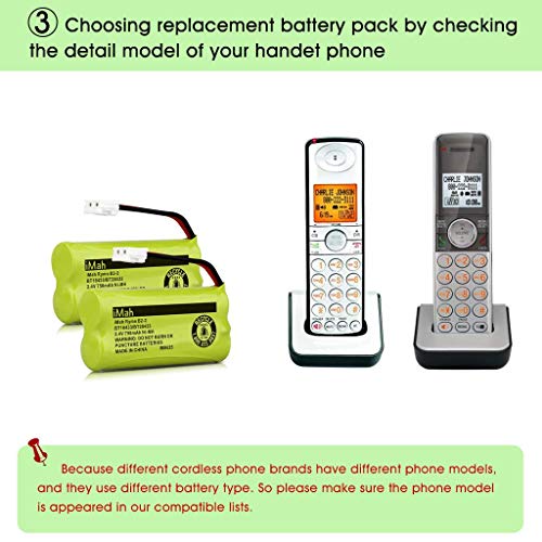 Imah Bt18433/Bt28433 2.4V 750Mah Ni-Mh Battery Also Compatible With At&T Vtech Cordless Phone Cs6229 Bt184342 Bt284342 Bt183348 Bt283348 Bt8300 Bt1011 Bt1018 Bt1022 Bt1031 2Sn-Aaa55H-S-J1, 2-Pack #TOP5