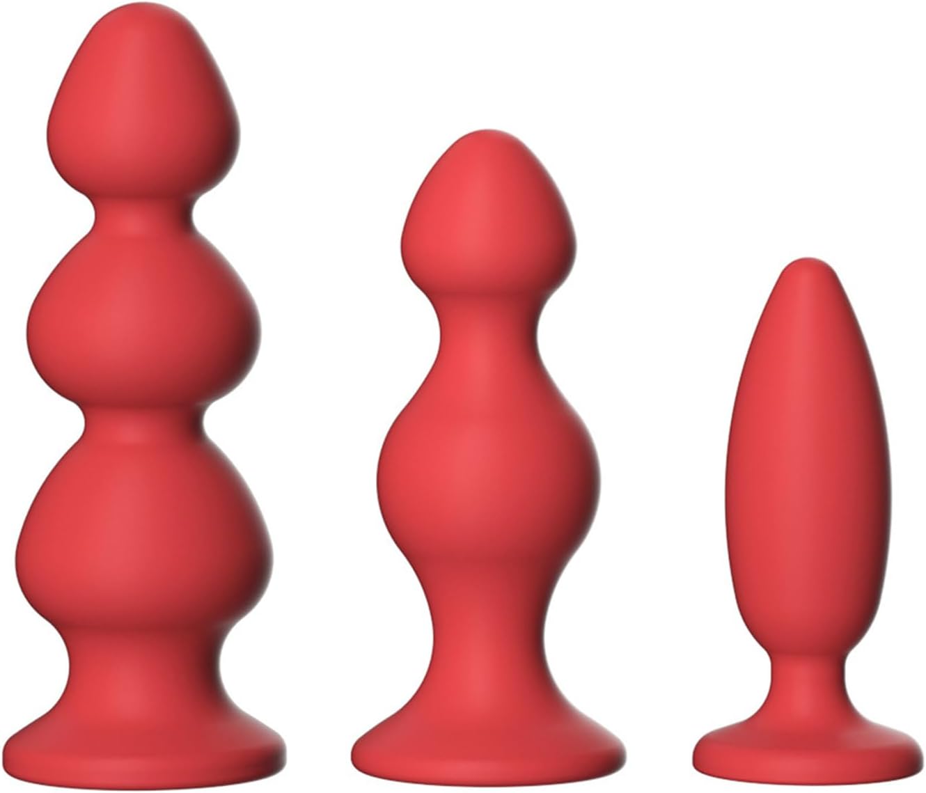 Silicone Anal Butt Plug with Jewelry Base Anal Plug 3Pcs Multi-Bead Massage Anal Plug Set Sexy Pull Bead Masturbator Sex Toy