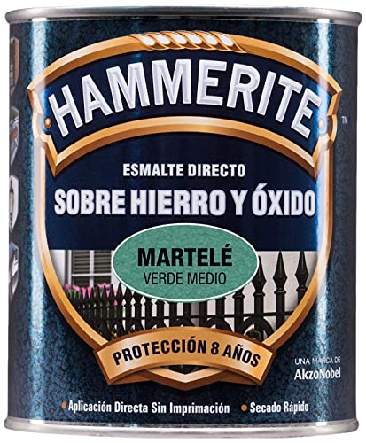 Hammerite Esmalte directo sobre hierro y óxido Martelé Color Verde Medio 750 ml Paquete de 1