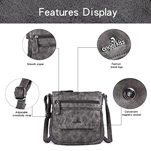 Image of Angelkiss Small Womens Crossbody Bag Leather Shoulder Purse for Women Hobo Bag with Adjustable Shoulder Strap