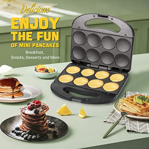 Foto von JoyMech Mini Crepes Maker, Poffertjes Maker, Mini Pfannkuchen Maker mit Antihaft-Platten, macht 8 x 5cm kleine und flache Pfannkuchen