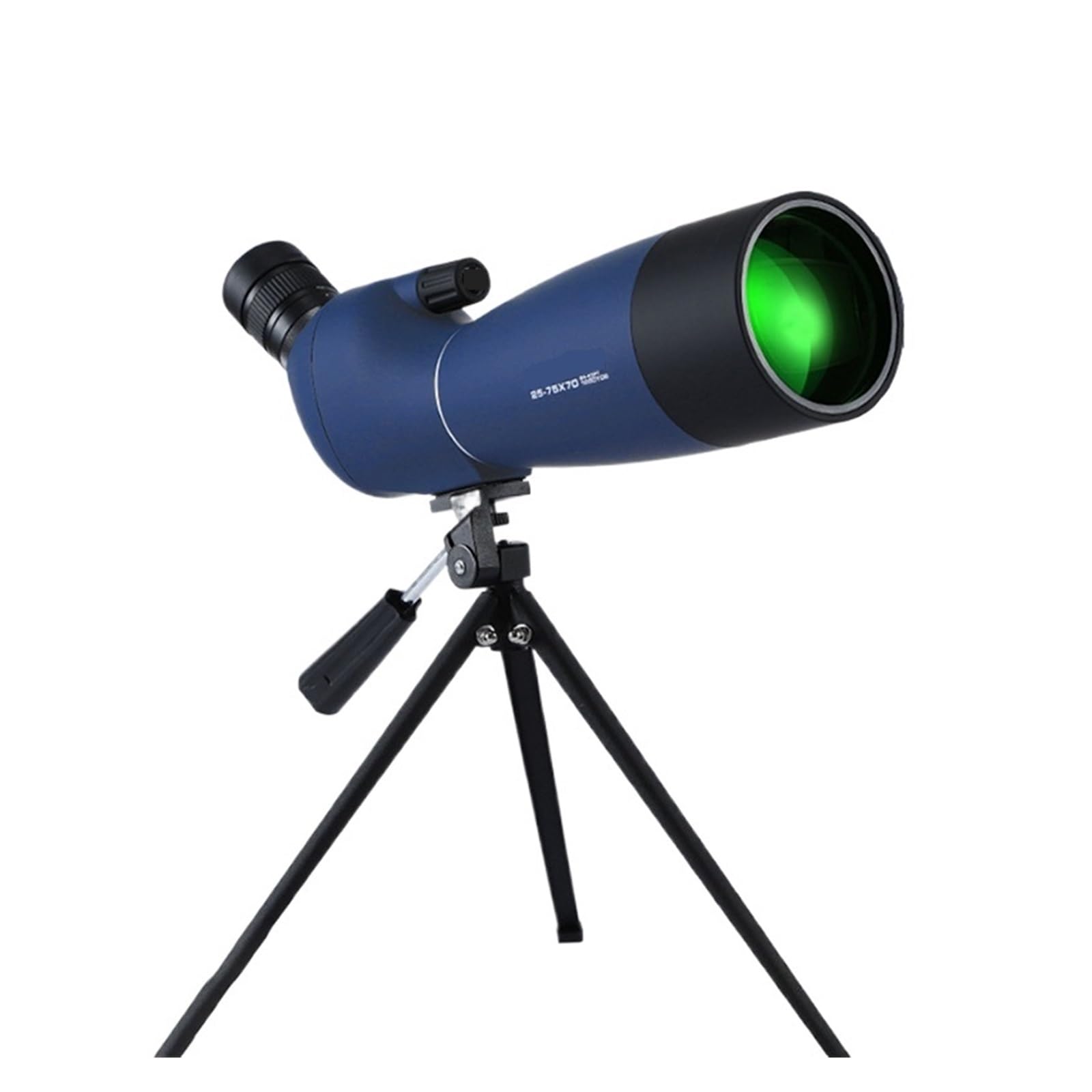 25-75x70 HD Longue-Vue Zoom Monoculaire Télescope BAK4 Prisme Ed Lentille IPX6 Étanche for Tir sur Cible Observation des Oiseaux Camping(Blue with Tripod)