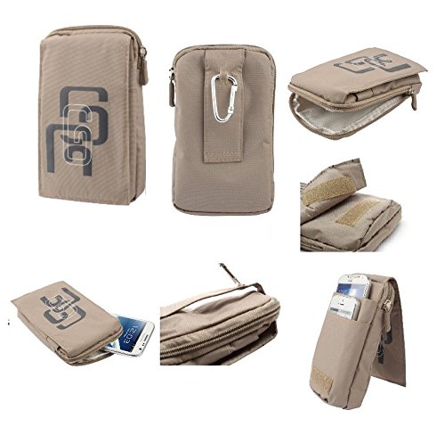 DFV Mobile - Funda Multiusos Universal con Varios Compartimentos para Cinturon y Mosqueton para ASUS ZENFONE AR LTE-A NA ZS571KL - Beis (16 x 9.5 cm)