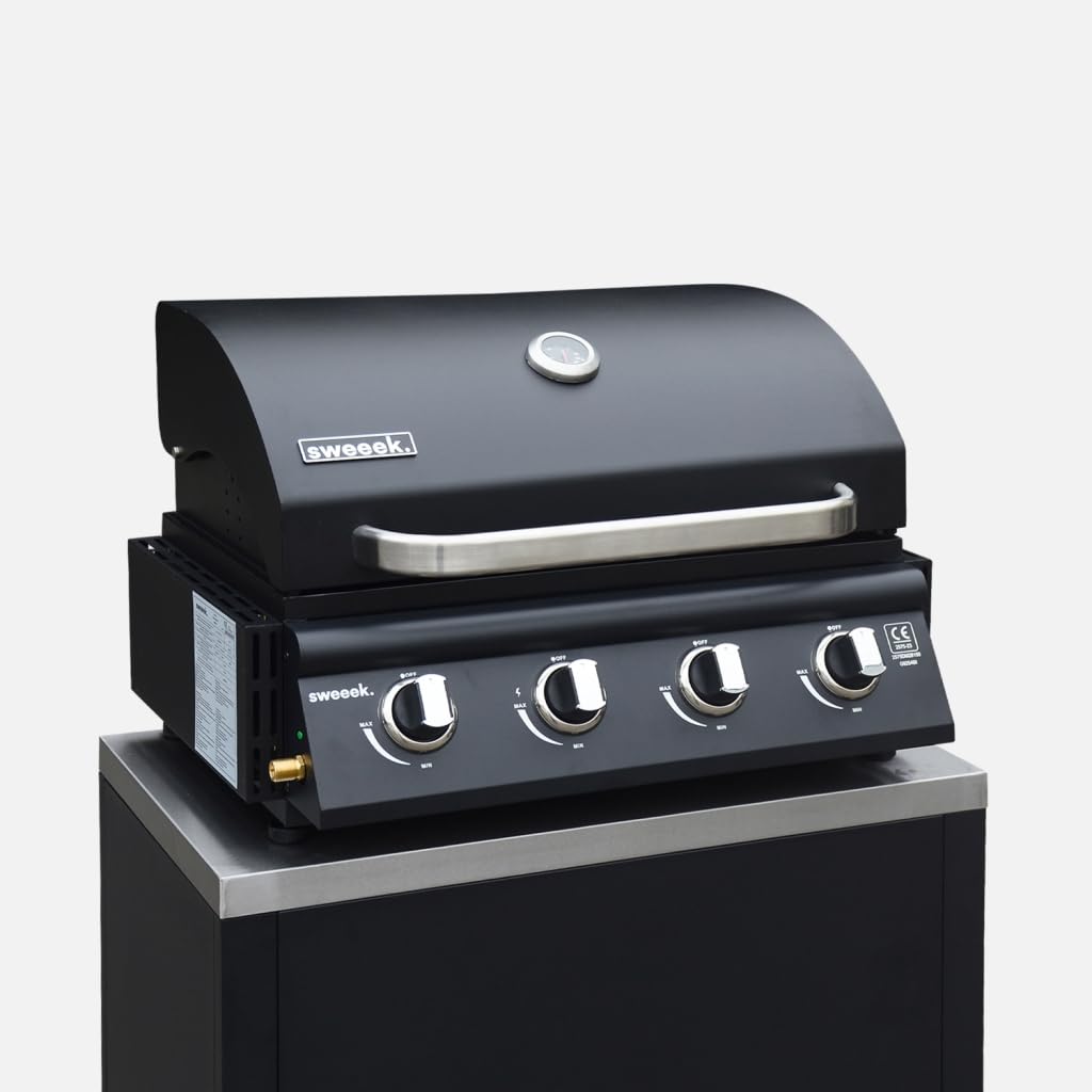 sweeek - Barbecue à gaz avec 4 brûleurs à poser avec récupérateur de graisse