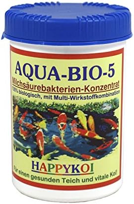 Happykoi Aqua Bio 5 Lactic Acid Bacteria Powder, Probiotic Filter Bacteria for Koi Pond and Garden Pond, Promotes Nitrification, Breaks Down Algae and Sludge Complete Protection for the Koi and the Pond
