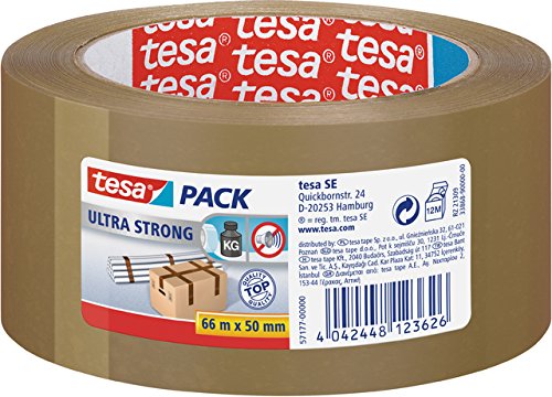 tesa® Taśma pakowa bardzo mocna, PCW, samoprzylepna, 50 mm x 66 m, brązowa (6 sztuk), otrzymasz 1 opakowanie po 6 sztuk