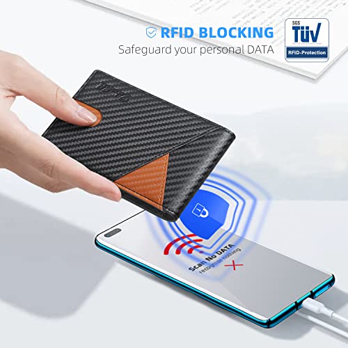 Image of Zitahli Slim Wallet for Men,RFID Blocking Leather Bifold with Money Clip | Minimalist Front Pocket Design, Holds 12 Cards, RFID Protection, Gifts for Men on Birthdays, Father's Day, and Christmas