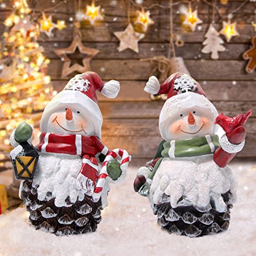 Hodao Christmas Snowman Decorations Indoor Home Decor Christmas Snowman Figurines Table Decorations Cute Christmas Snowman Gifts Handmade Resin Winter Indoor Decorations thumb #1