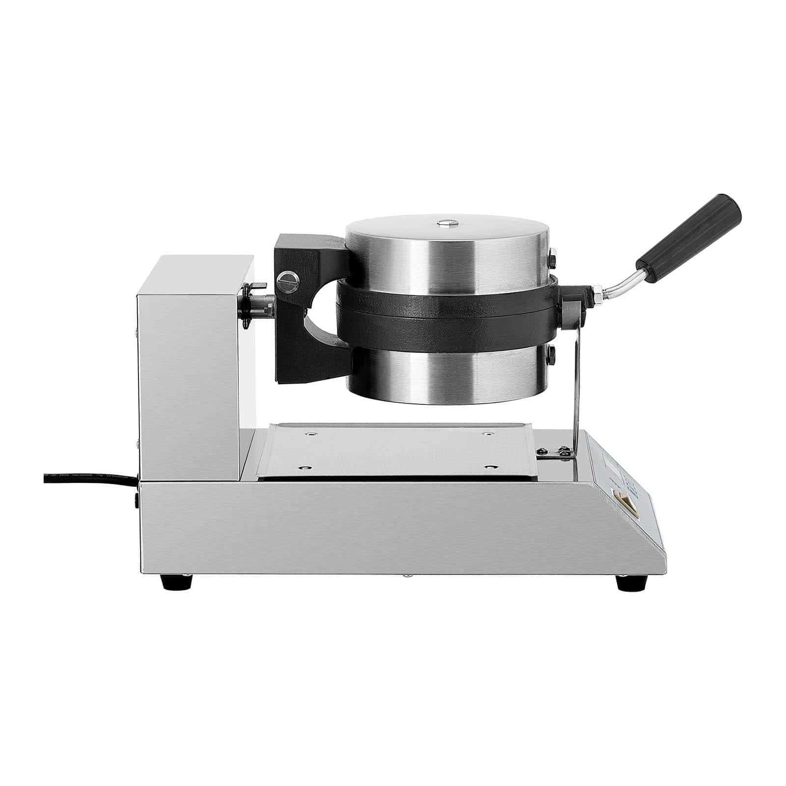 Royal Catering RCWM-1300-RE - Placa para gofres belga profesional (230 V, 1300 W, 230 °C, temporizador 99 min, acero inoxidable y hierro fundido, Ø 18 cm)