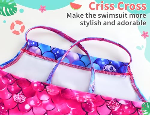 Image of TENVDA Girls Swimsuit Summer Beach Sport Halter Bathing Suits One Piece Swimwear for 2-12 Years Old Kids