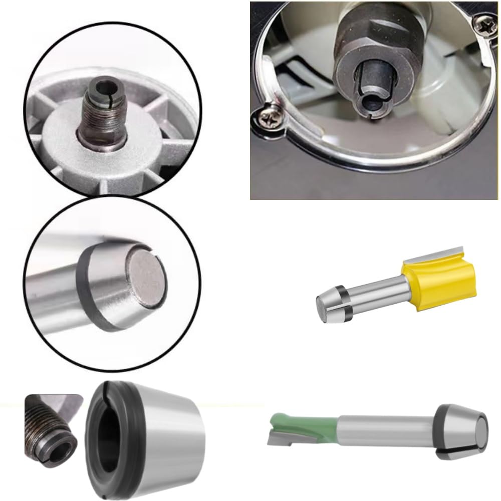 Mandrino a pinza per fresatura superiore, 6 pezzi, adattatore, pinze in lega, ricambio per trimmer utensili, materiale in acciaio al carbonio (6,35 mm, 8 mm)
