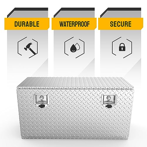 Tuffiom 36 Inch Aluminum Truck Tool Box With T-Handle Lock & Keys, Diamond Plate Waterproof Underbody Toolboxes Trailer Pickup Truck Bed Atv Rv Storage Organizer thumb #3