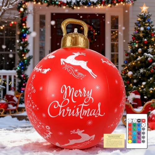 Extragroß Aufblasbare Weihnachtskugeln mit Fernbedienung, 60cm...
