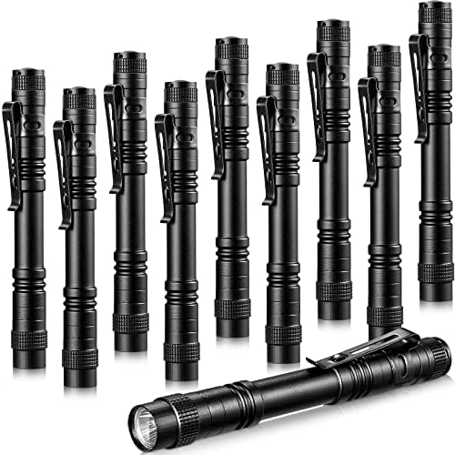10 Pieces Mini Small LED Flashlight Handheld Pen Light Flashlight with Clip Led Pen Pocket Light Torch for Camping Outdoor Emergency Diary Lighting (5.2 Inches)