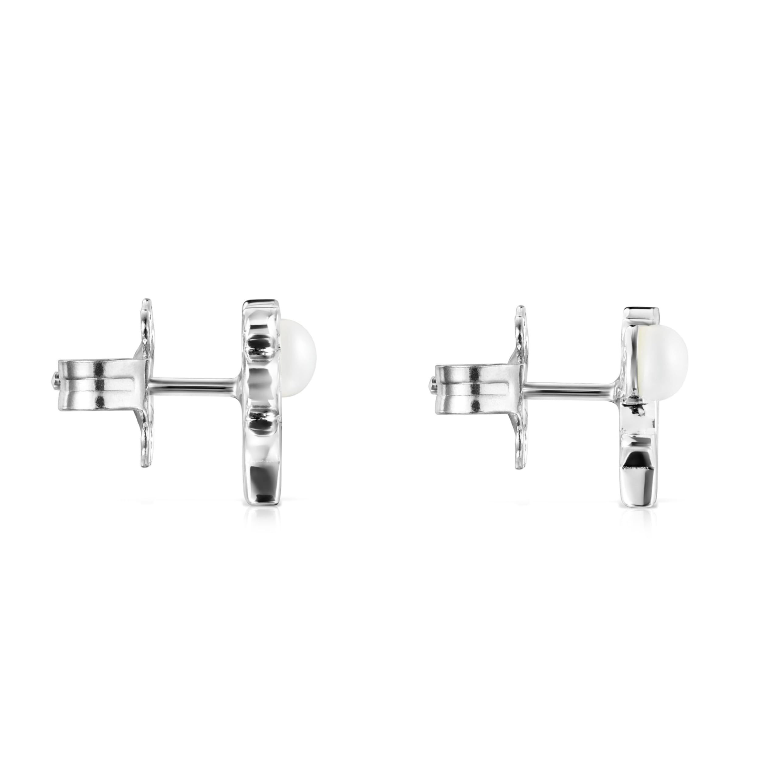 TOUS Pendientes de Plata de Primera Ley para Mujer con Motivo Oso, con Cierre de Presión, Fino y Elegante, Colección Nocturne