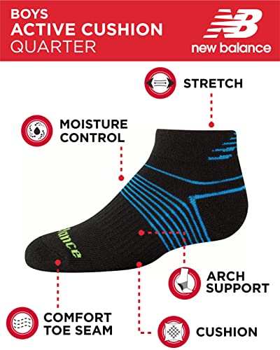 New Balance Boys' Quarter Socks - 8 Pack Performance Cushion Comfort Socks thumb #2