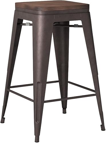 Miniatura 39 de Tongli Juego de 4 taburetes de bar de 24 pulgadas, apilables, de altura de mostrador, taburetes de bar de metal sin espalda, taburetes de mostrador