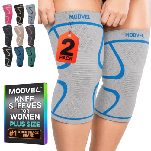 Image of Modvel 2 Pack Knee Brace for Women - Knee Support for Walking, Knee Compression Sleeves for Pain Relief, Knee Sleeves for Women, Knee Brace for Sports, Workouts & Arthritis
