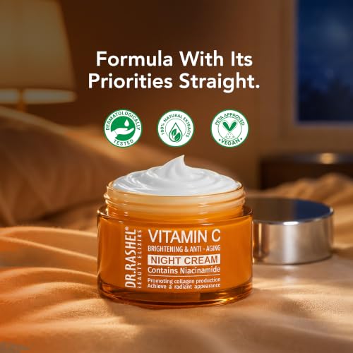 Image of DR.RASHEL Beauty Elixirs Vitamin C Night Cream With Collagen & Vitamin C Anti-Wrinkle Fine Line Repair Revitalizing & Nourishing For Men & Women 50gm