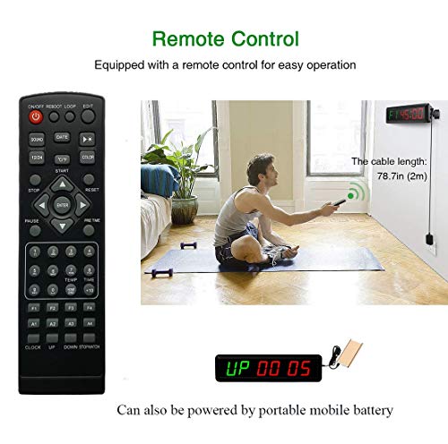 Cronómetro LED para Fitness, Temporizador de Intervalos con 6 Dígitos para Entrenamiento HIIT, Modos Tabata y EMOM, Ideal para Crossfit y Gimnasio en Casa miniatura 4