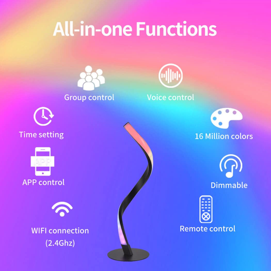 Lampada da Tavolo Intelligente Moderna con Design a Forma di S Compatibile con Alexa e Google Assistant Lampada da Comodino o da scrivania Perfetta per L'Ufficio Domestico Decorazione elegan