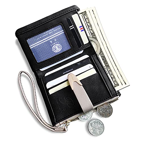 Wallets for Women Rfid Small Compact Bifold short Wallet,Ladies Wristlet Zipper Coin Purse2