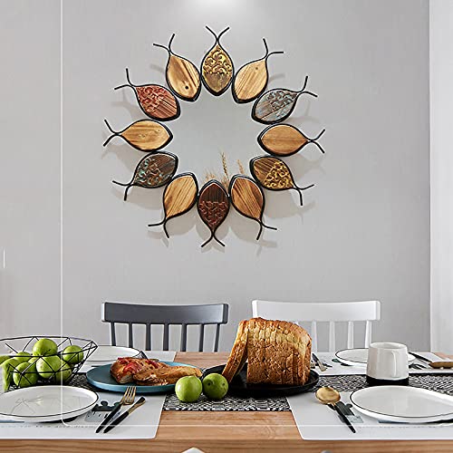 Mediterranean Style Mirror, Wall Hanging Living Room Wall Wrought Iron Decorations, Japanese Style Hallway Dining Room Background Wall Pendant, 30X30In #TOP5