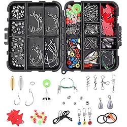 Accesorios De Pesca Online 210pcs Accesorios de Pesca con Caja de Pesca, incluidos Anzuelos de Pesca, Anzuelos de Ayuda de Jig, Pesas de plomada, Emerillones e imperdibles, Diapositivas de plomada, Guías de Deslizamiento